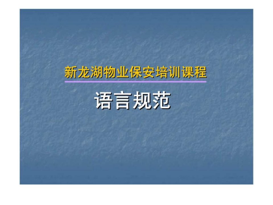 新龙湖物业保安培训课程语言规范