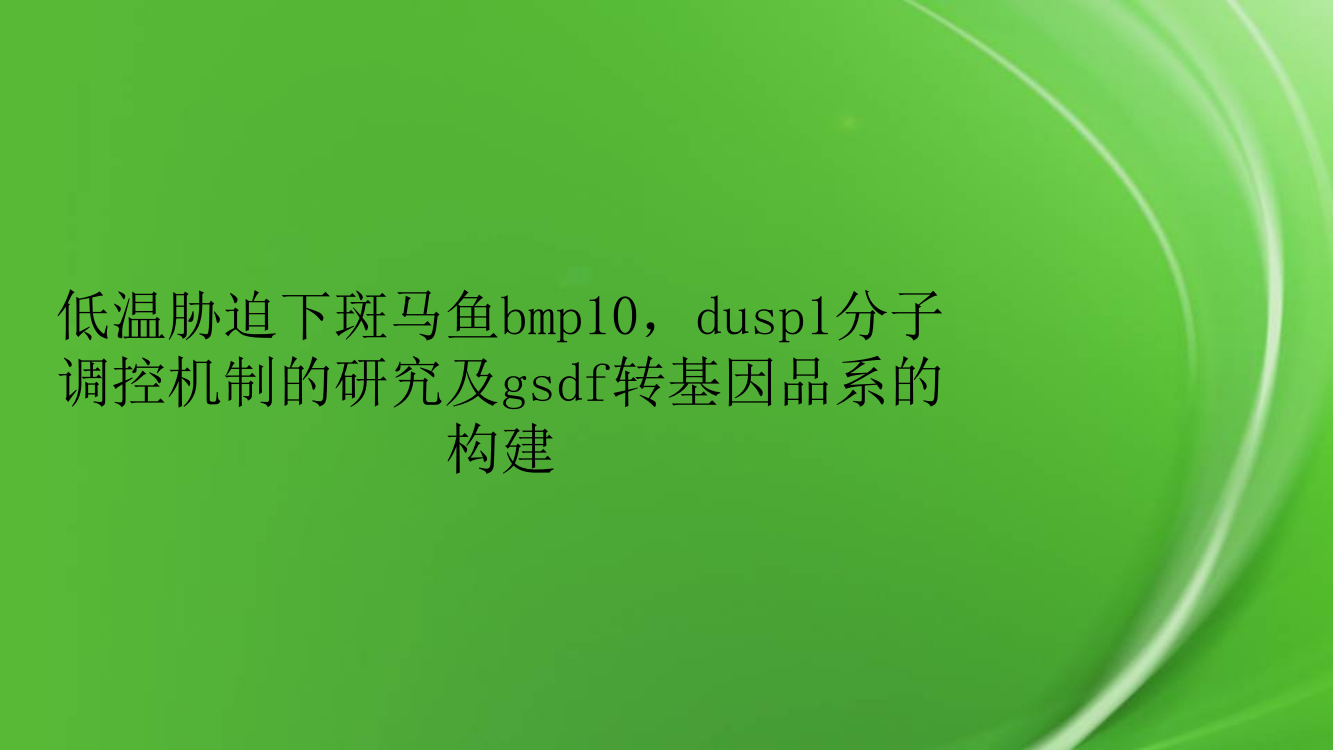 低温胁迫下斑马鱼bmp10-dusp1分子调控机制的研究及gsdf转基因品系的构建