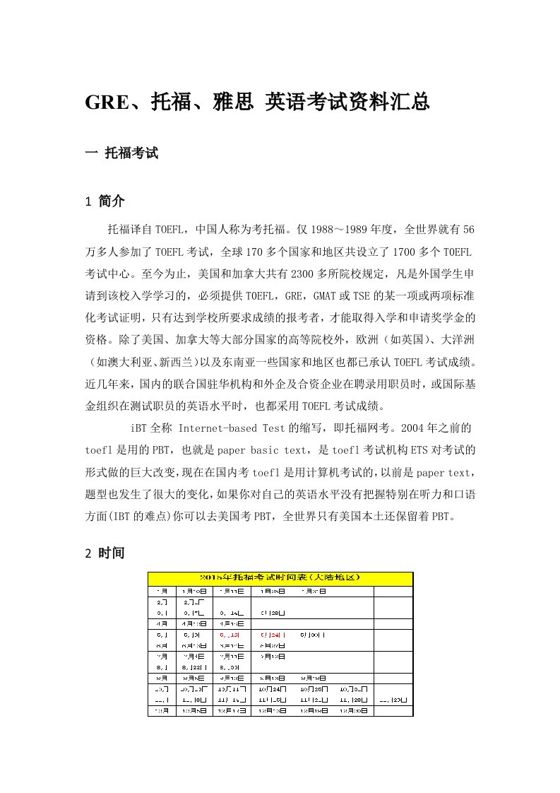 2015年GRE、托福、雅思英语考试