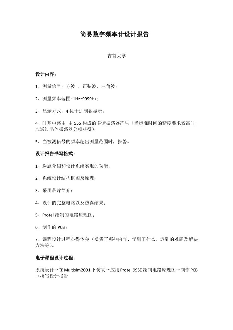 山东理工大学简易数字频率计设计报告