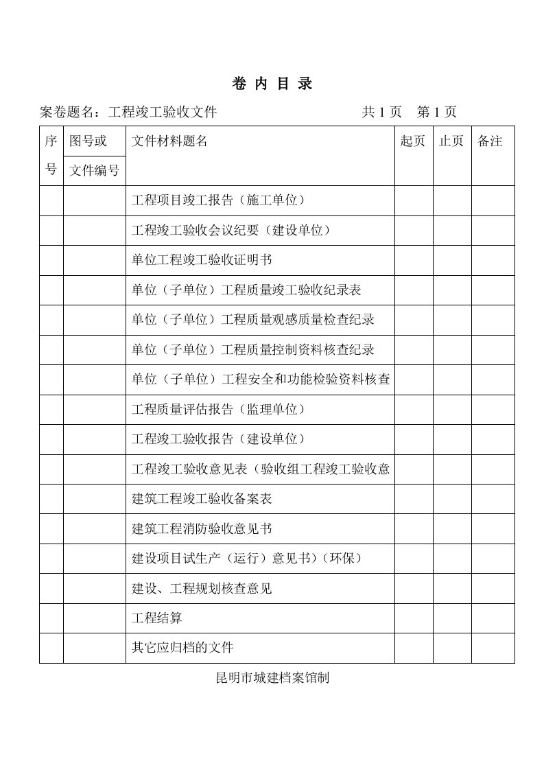 工程竣工验收文件