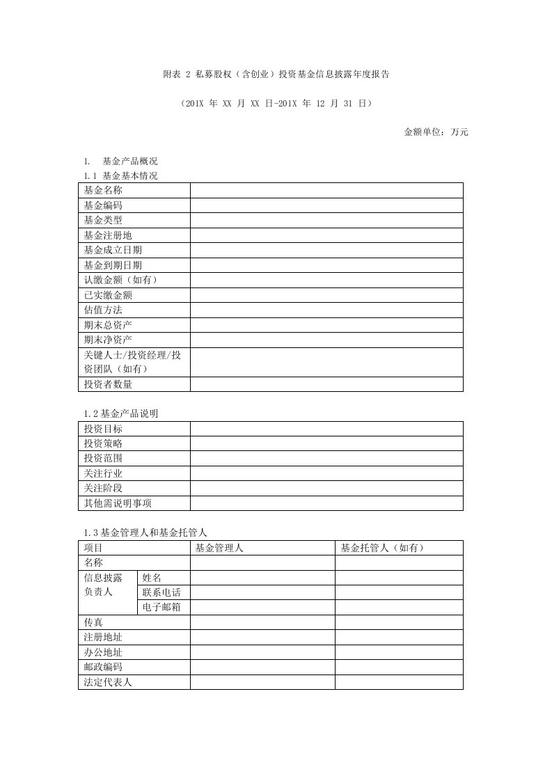 私募投资基金信息披露内容与格式指引2号-年报部分