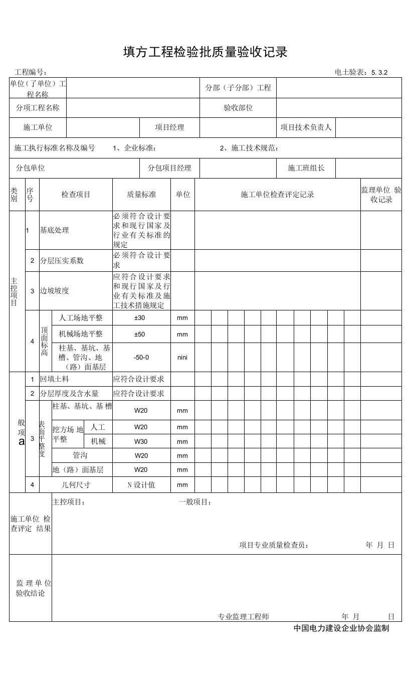 5.3.2填方工程检验批质量验收记录