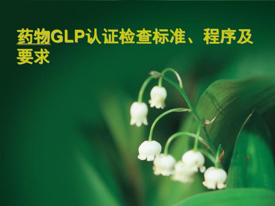 药物GLP认证标准程序及要求