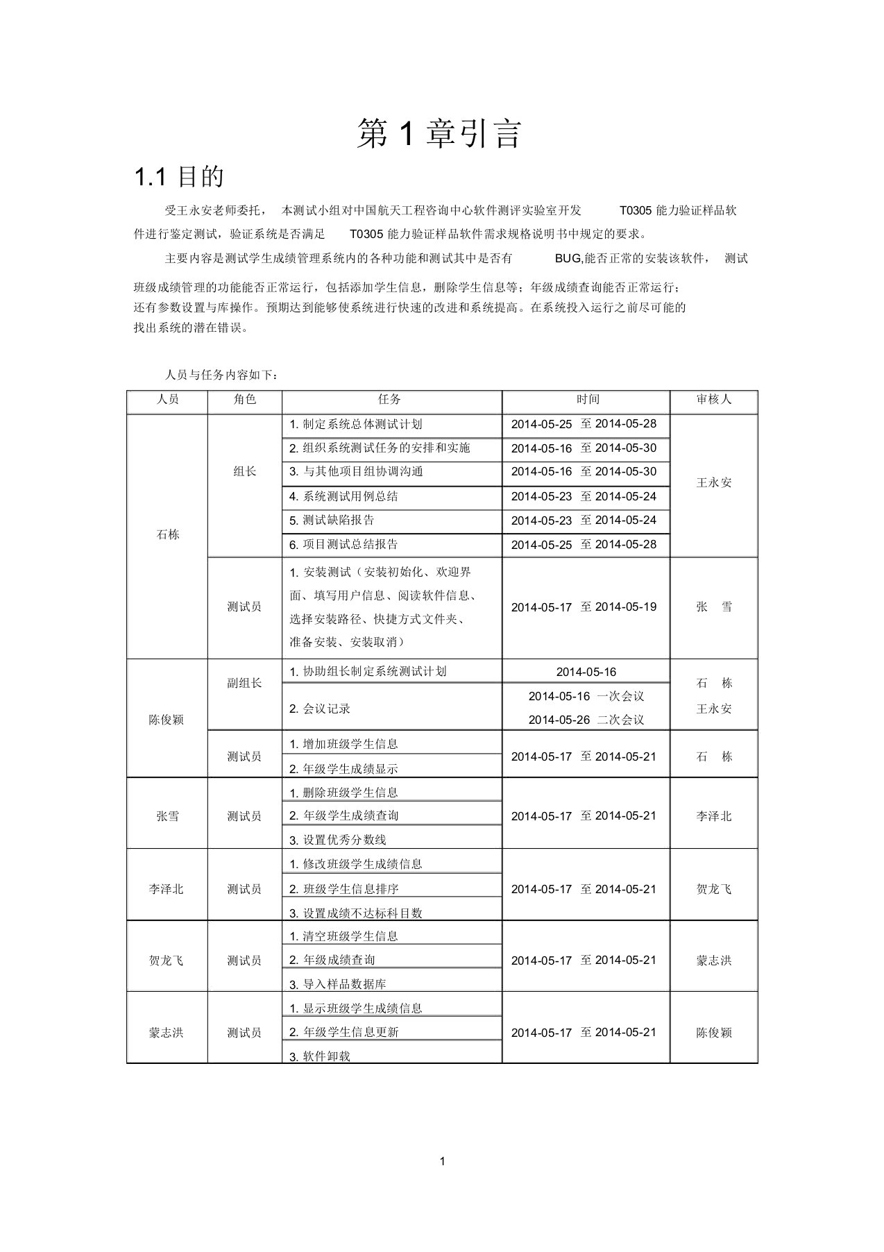 T0305系统总体测试计划要点