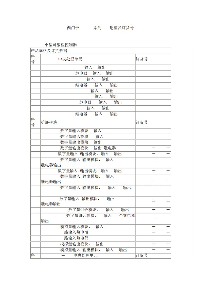 西门子S7200系列PLC选型及订货号