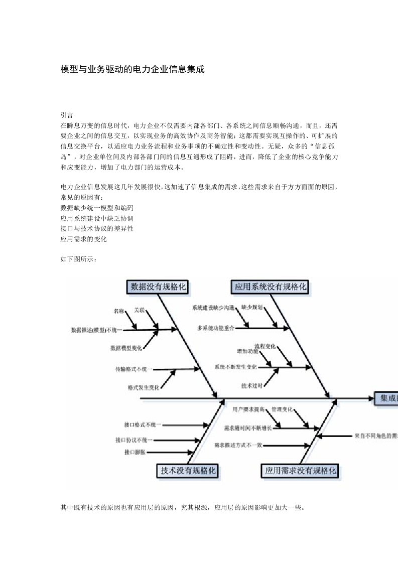 模型与业务驱动的电力企业信息集成