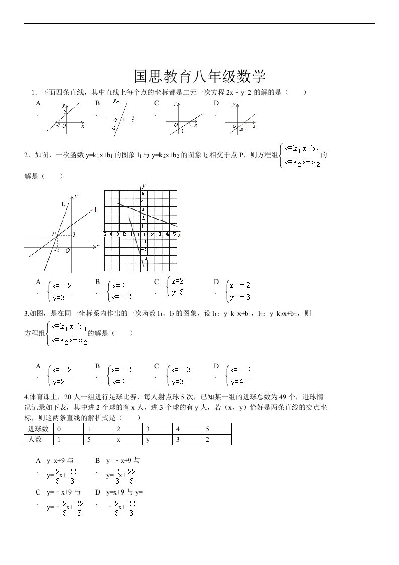 二元一次方程组与一次函数提高题(含详细解答)概述