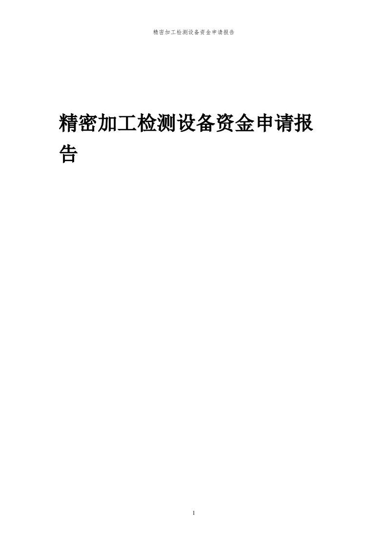 2024年精密加工检测设备项目资金申请报告代可行性研究报告