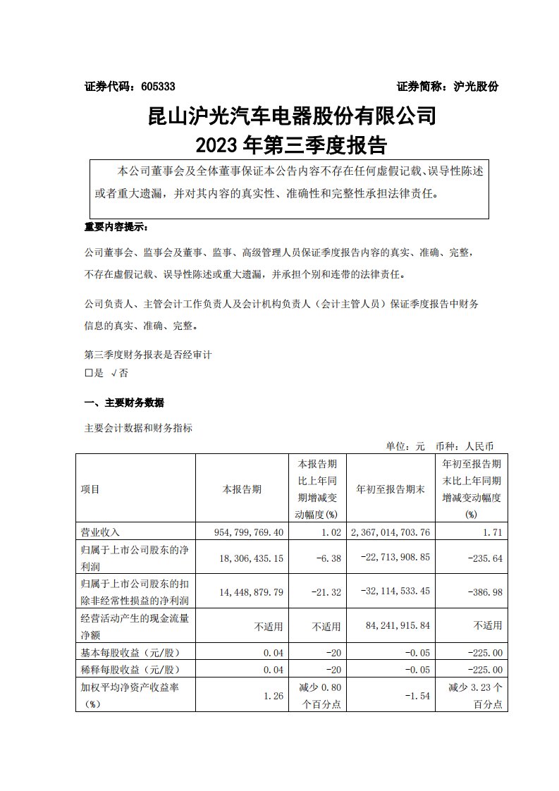 上交所-2023年第三季度报告-20231026