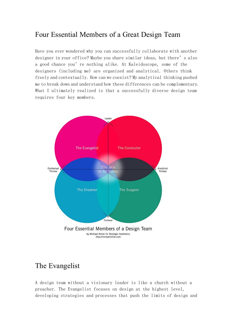 优秀设计团队必需的4种成员