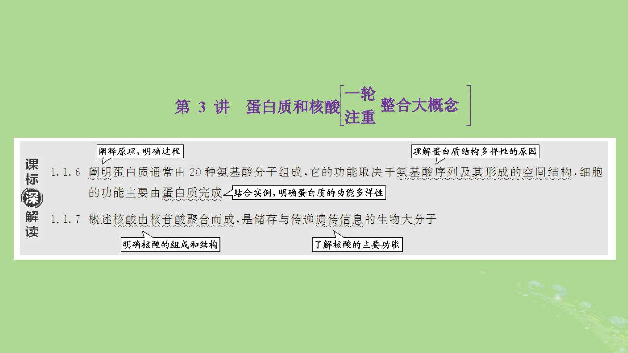 新课标2023版高考生物一轮总复习第一单元走近细胞和组成细胞的分子第3讲蛋白质和核酸课件