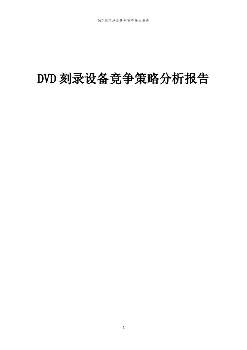 年度DVD刻录设备竞争策略分析报告