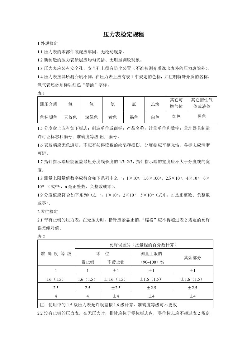 压力表检定规程