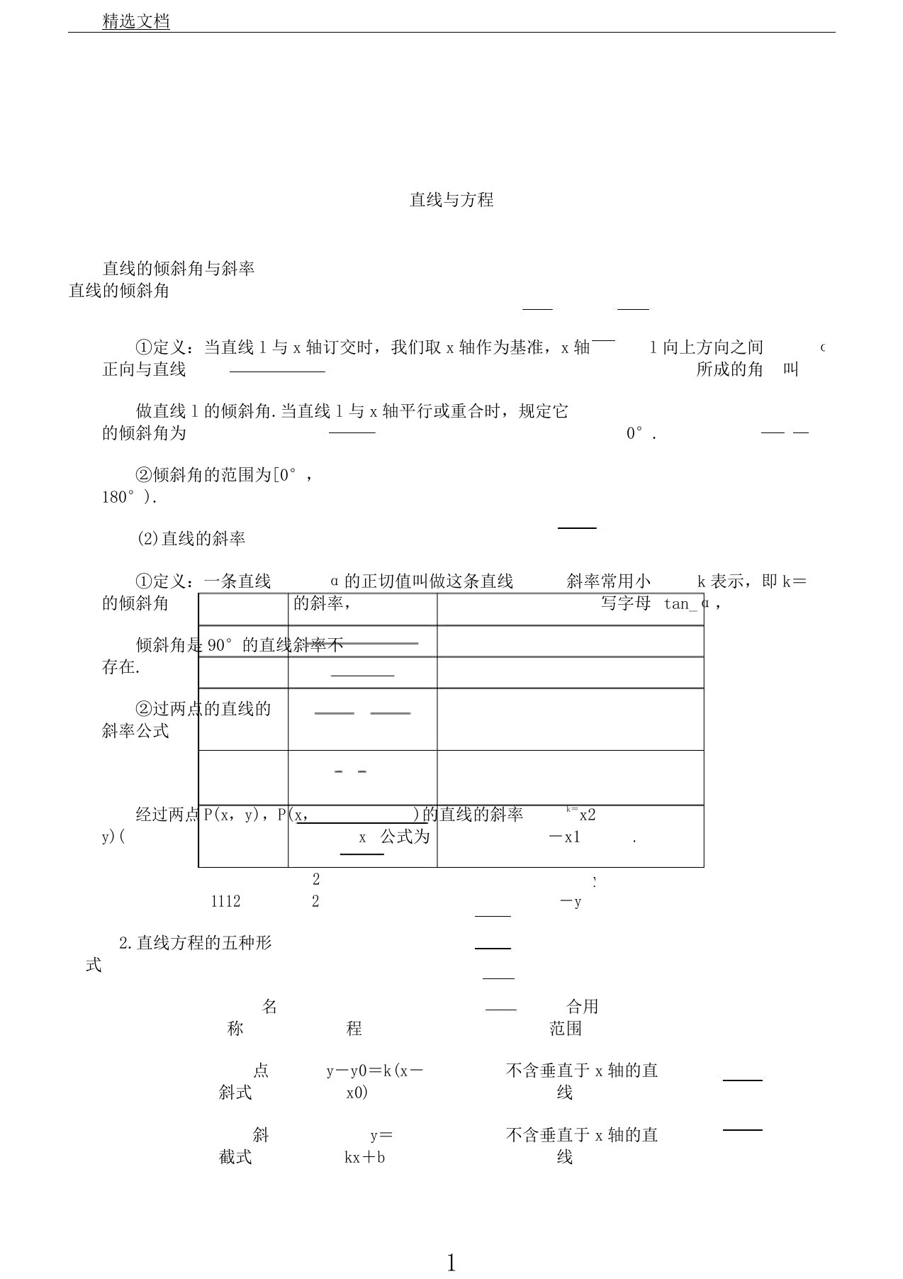 直线及方程教案设计