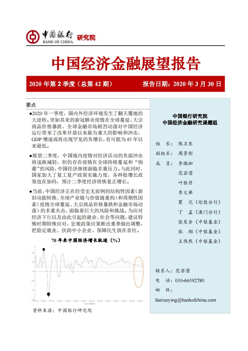 2020-03季度中国经济金融展望报告