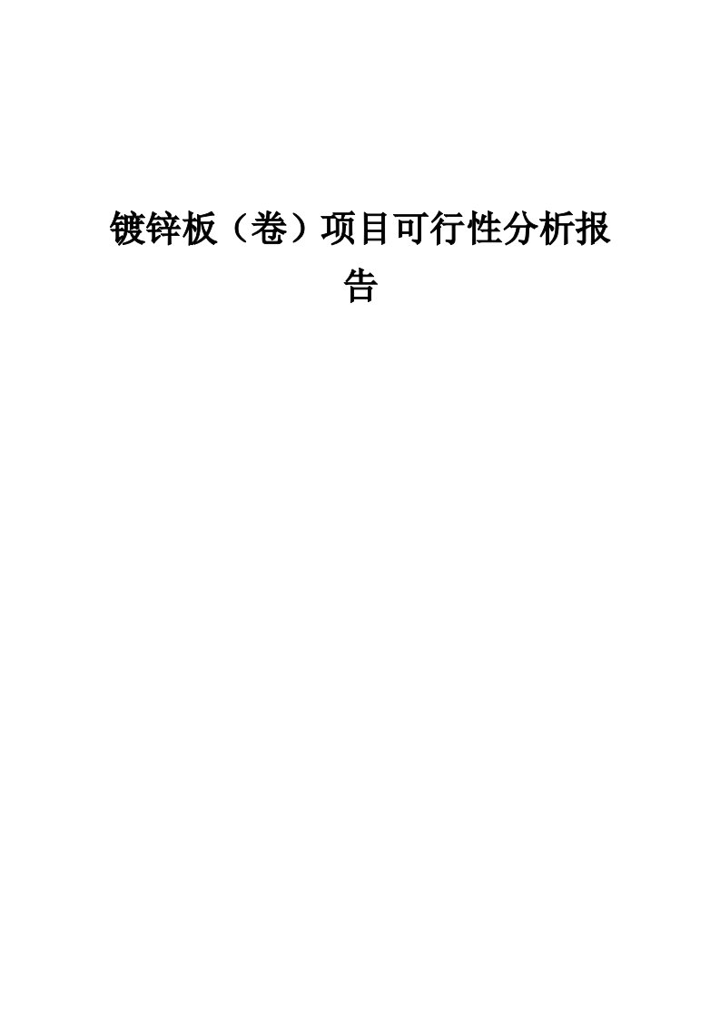 2024年镀锌板（卷）项目可行性分析报告