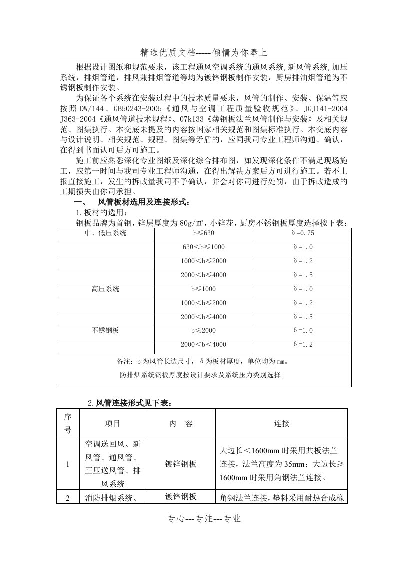 通风技术交底(共10页)