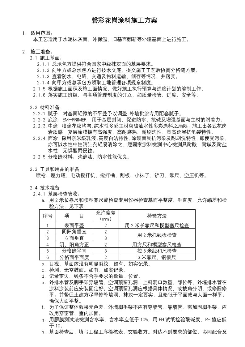 建筑资料-某装修工程磐彩花岗涂料施工组织设计方案