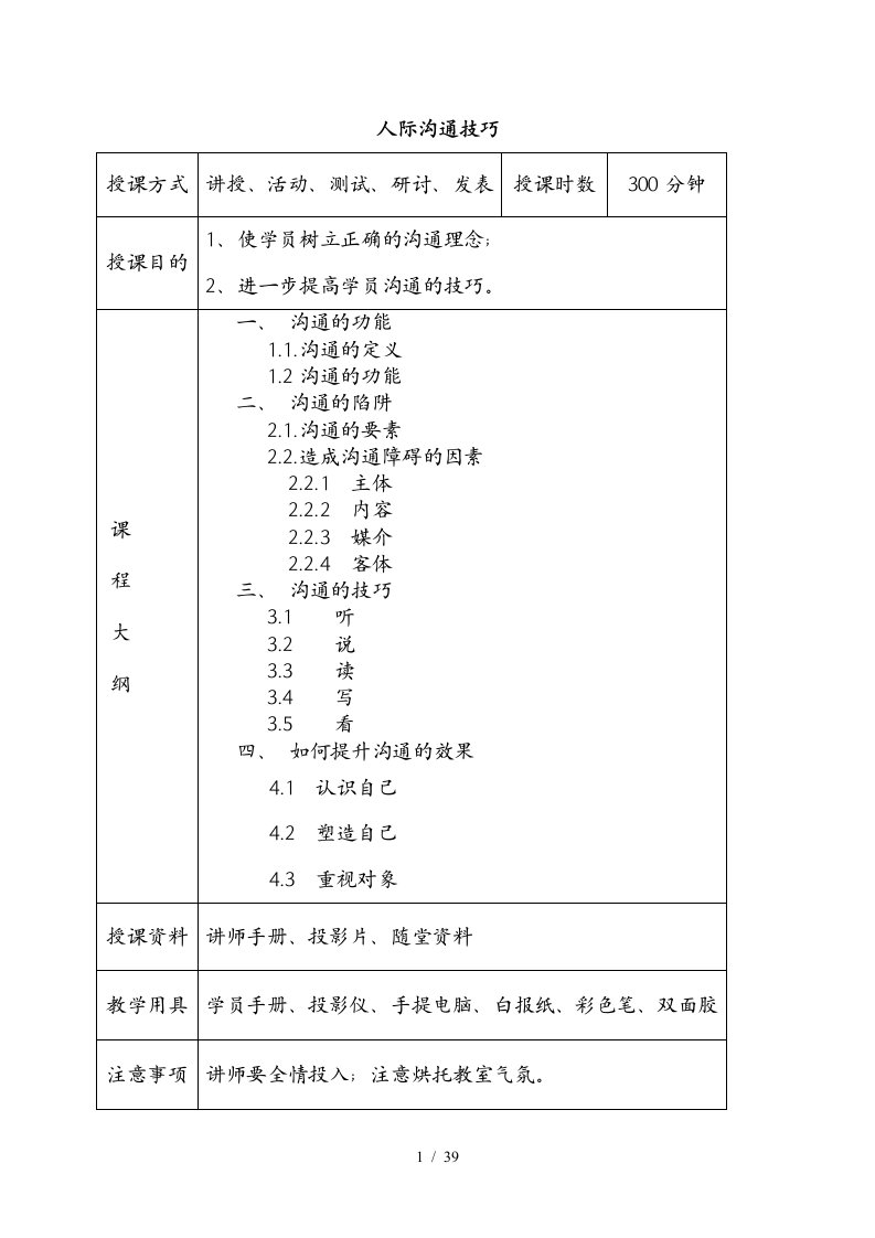 平安保险人际沟通技巧讲师手册