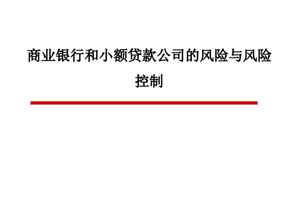 商业银行和小额贷款公司的风险与风险控制