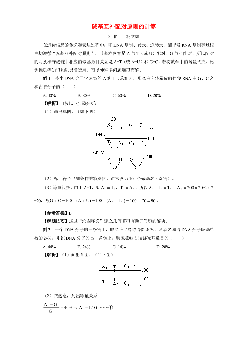 碱基互补配对原则的计算