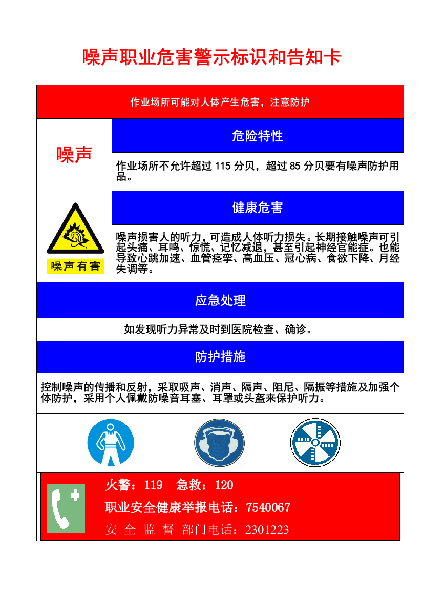 噪声警示告知牌