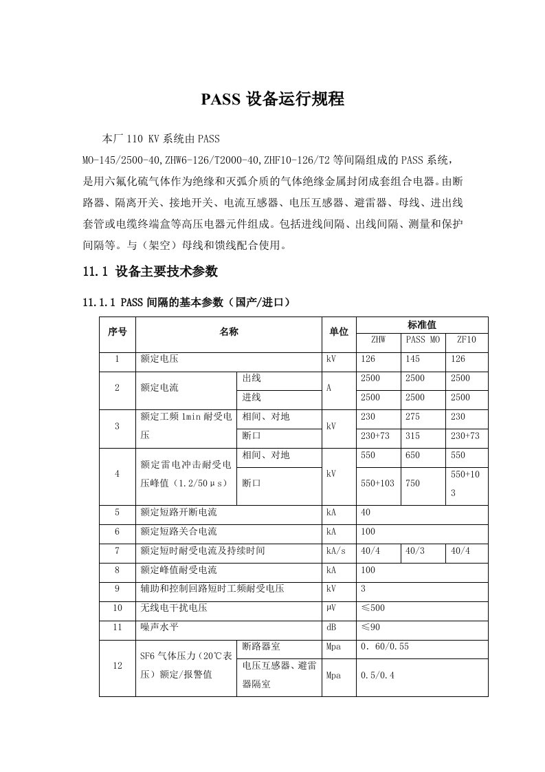 水电站PASS设备运行规程