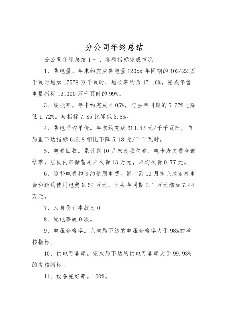 2022分公司年终总结