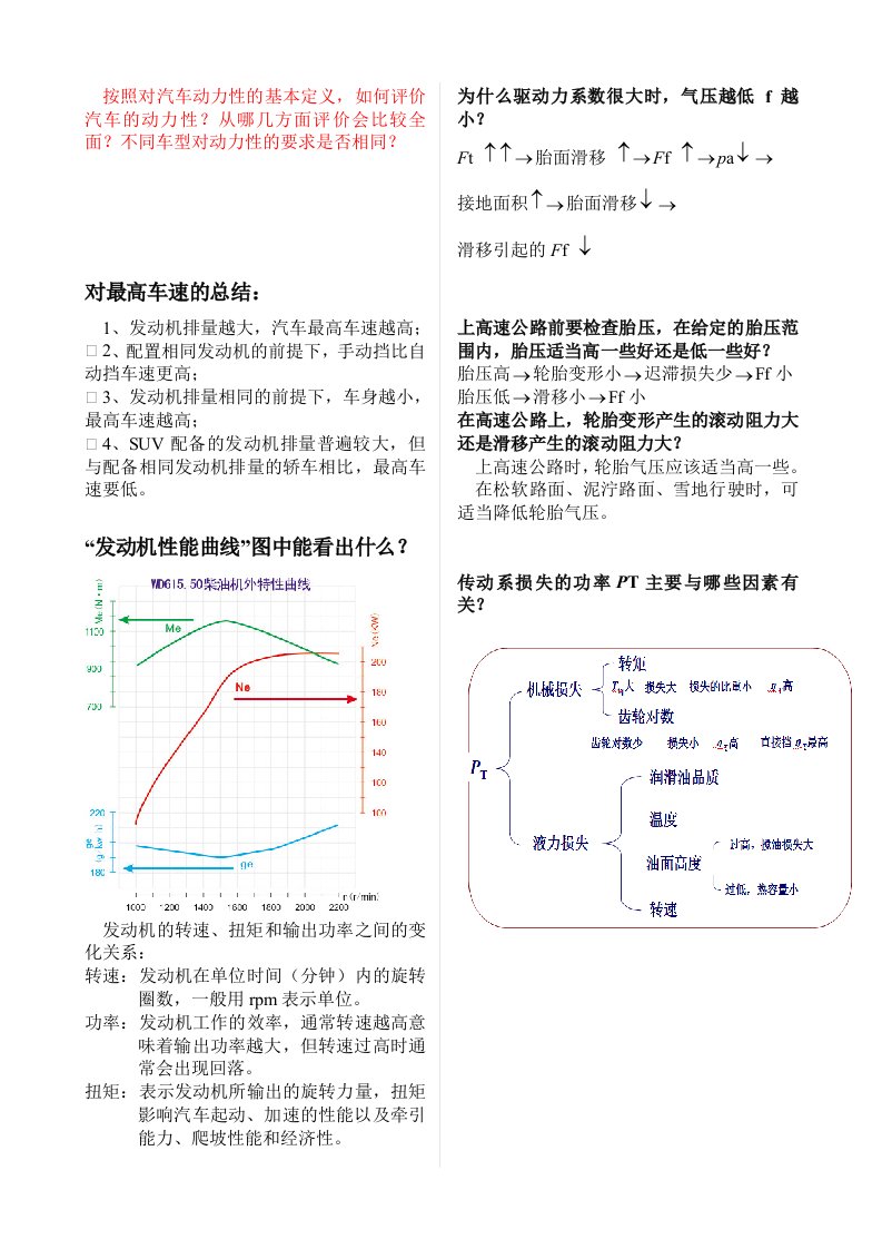 汽车理论期末复习试题