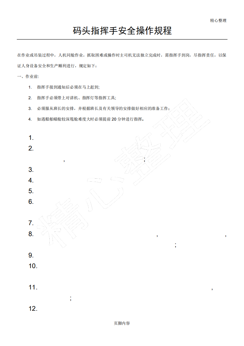 码头指挥手操作规程