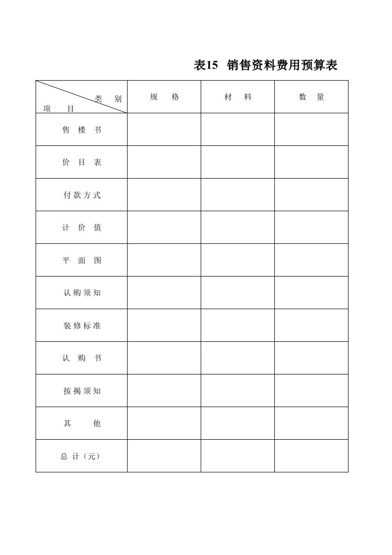 表格模板-表15