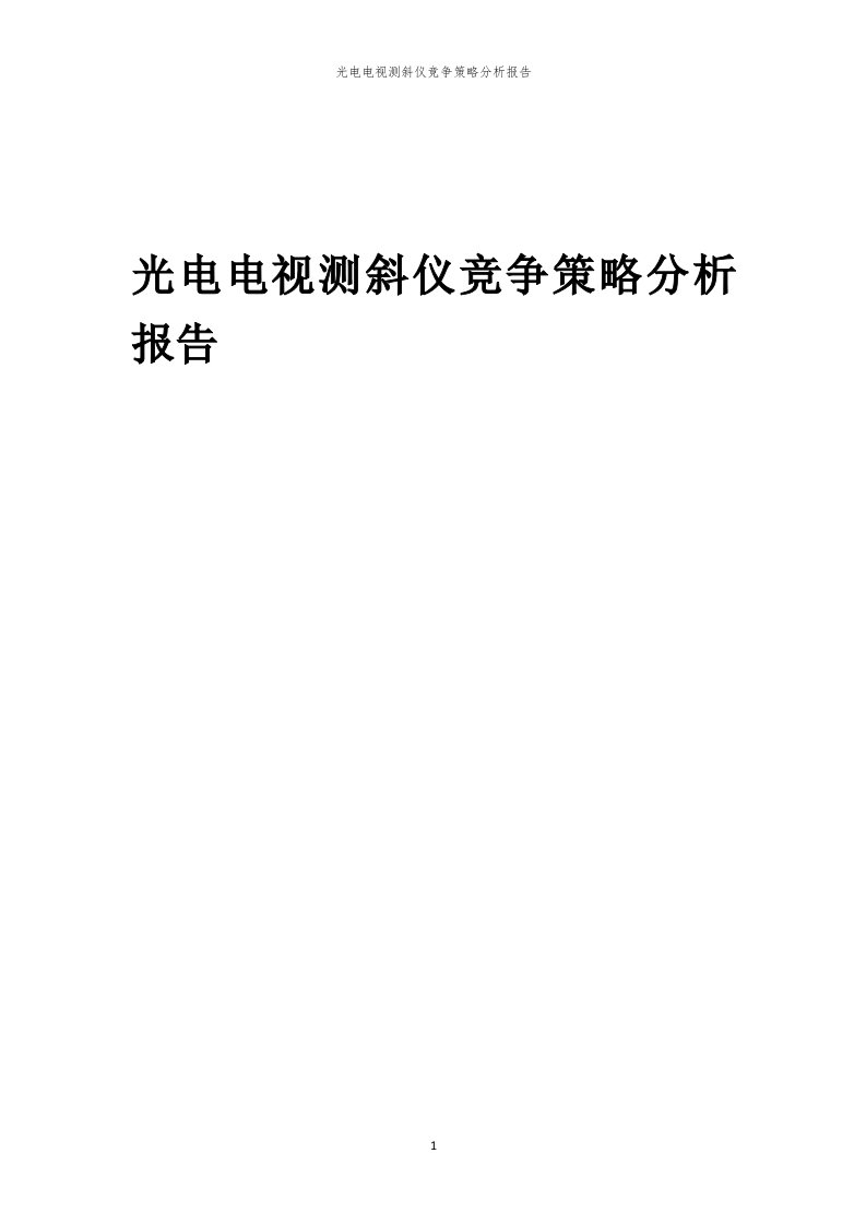 光电电视测斜仪竞争策略分析报告