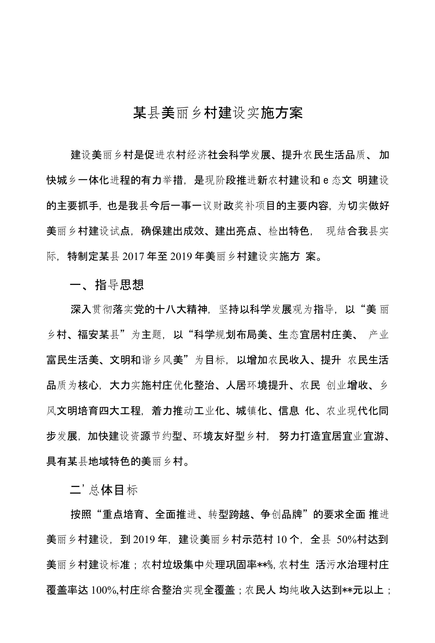 某县美丽乡村建设实施方案