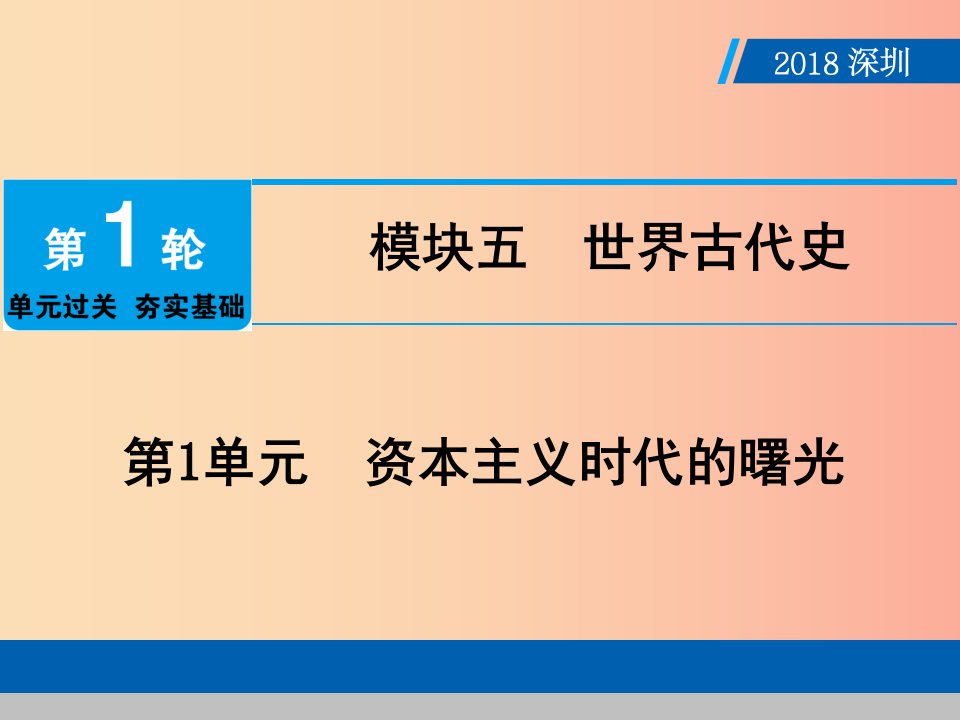 广东省2019年中考历史总复习第1轮模块五世界近代史第1单元资本主义时代的曙光课件