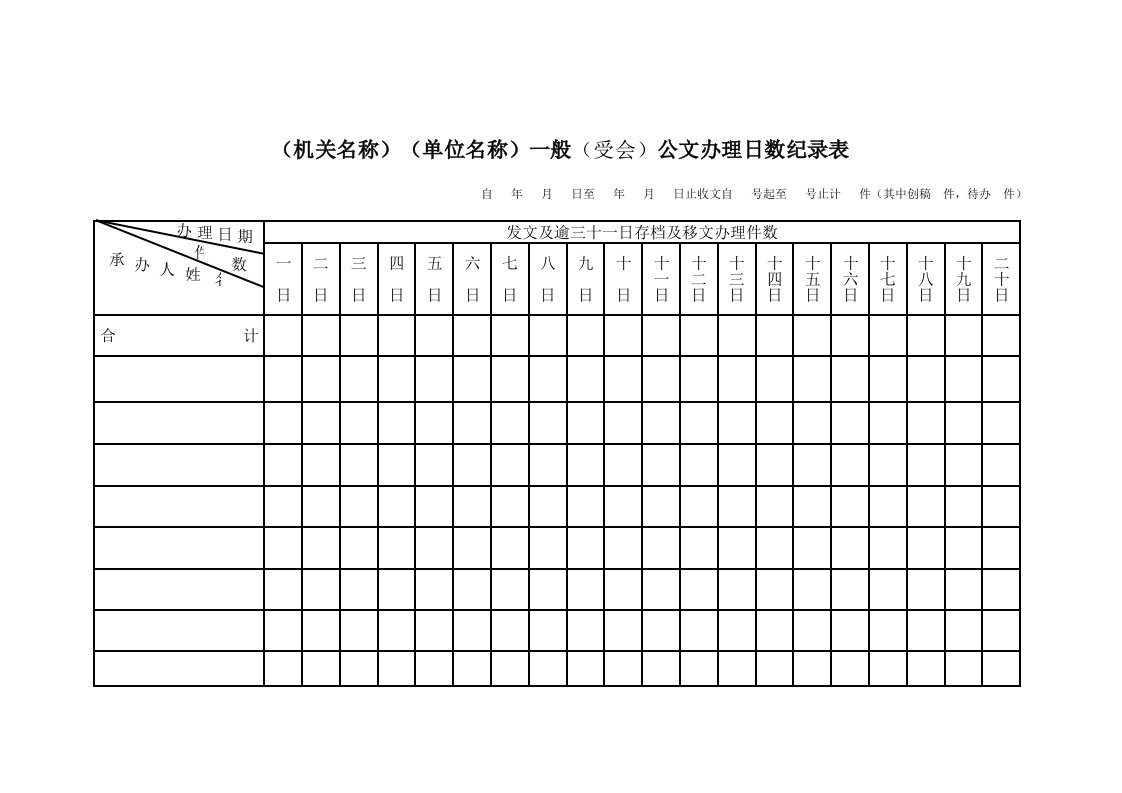 公文办理记录表