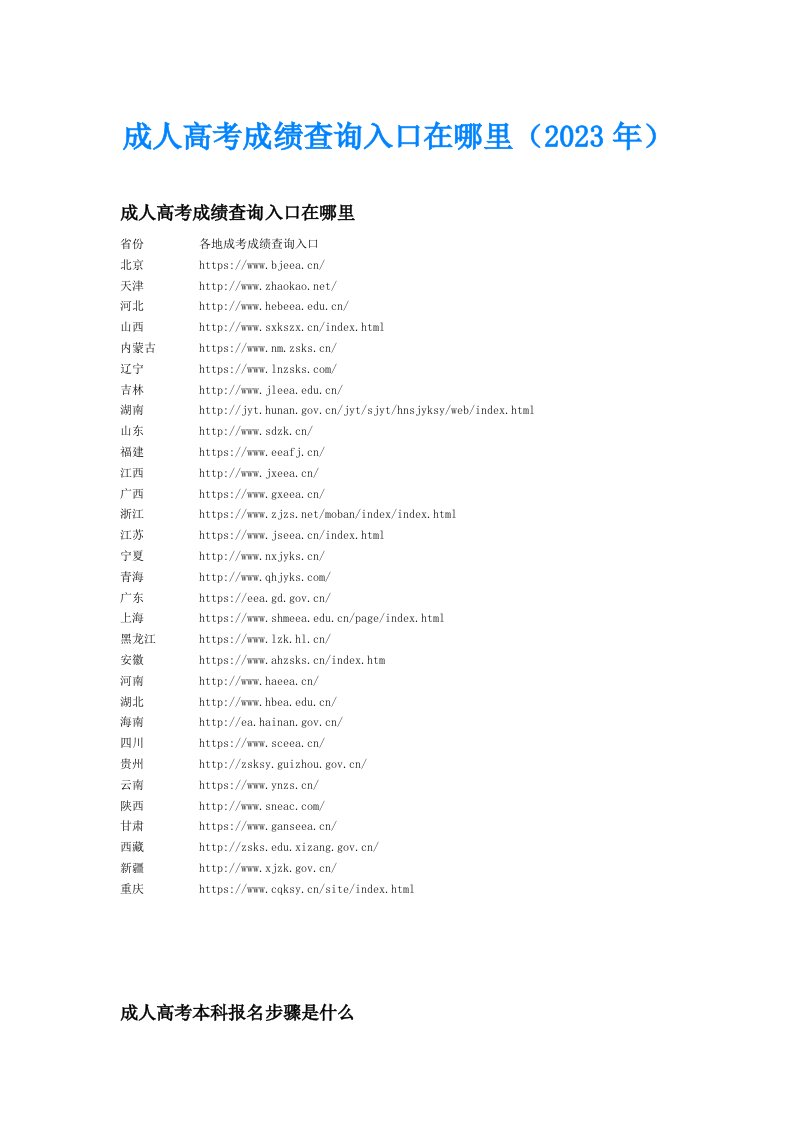 成人高考成绩查询入口在哪里（2023年）