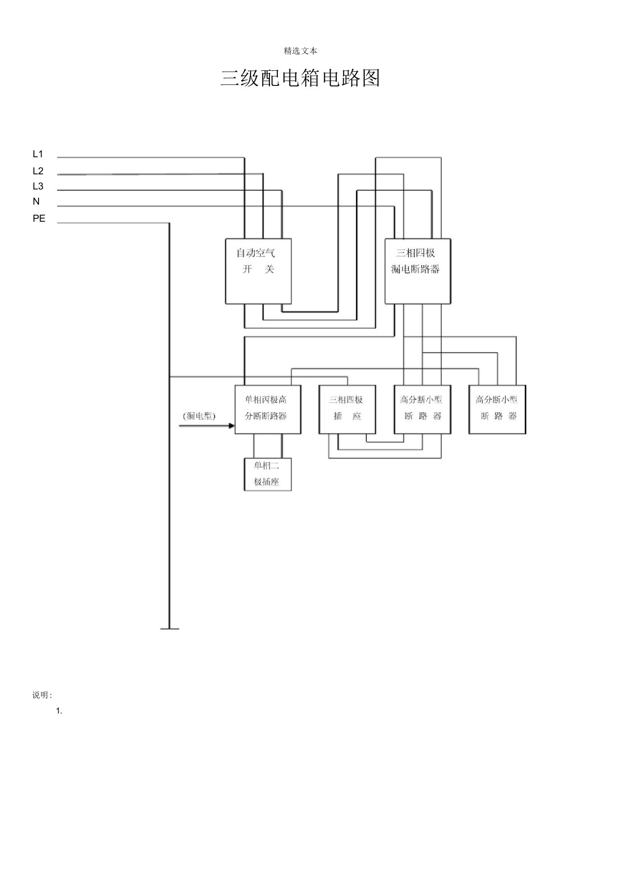 三级配电箱电路图