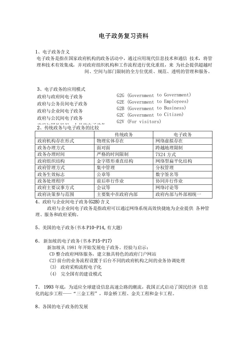 电子政务复习资料