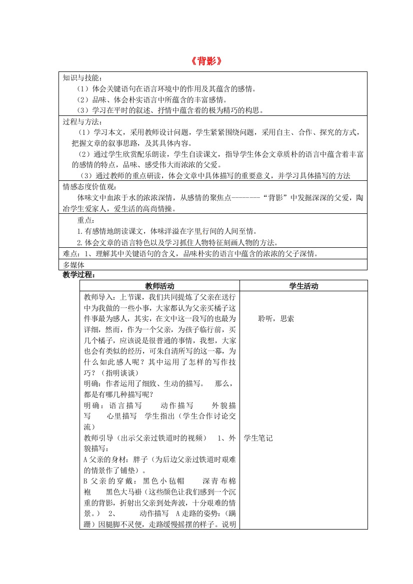 公开课教案教学设计课件北京课改初中语文七上《背影》-(七)