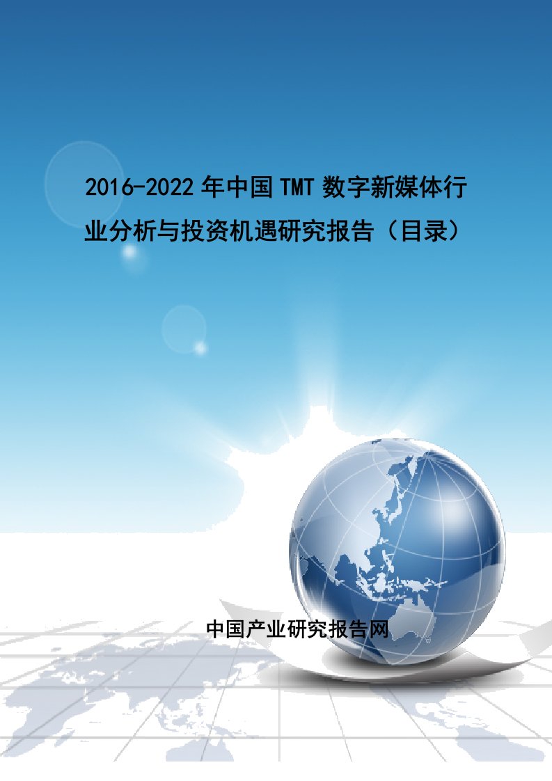 中国TMT数字新媒体行业分析与投资机遇研究报告目录