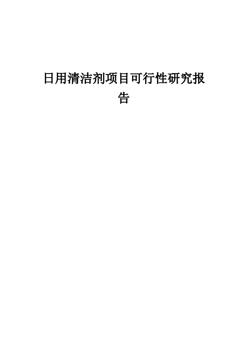 日用清洁剂项目可行性研究报告