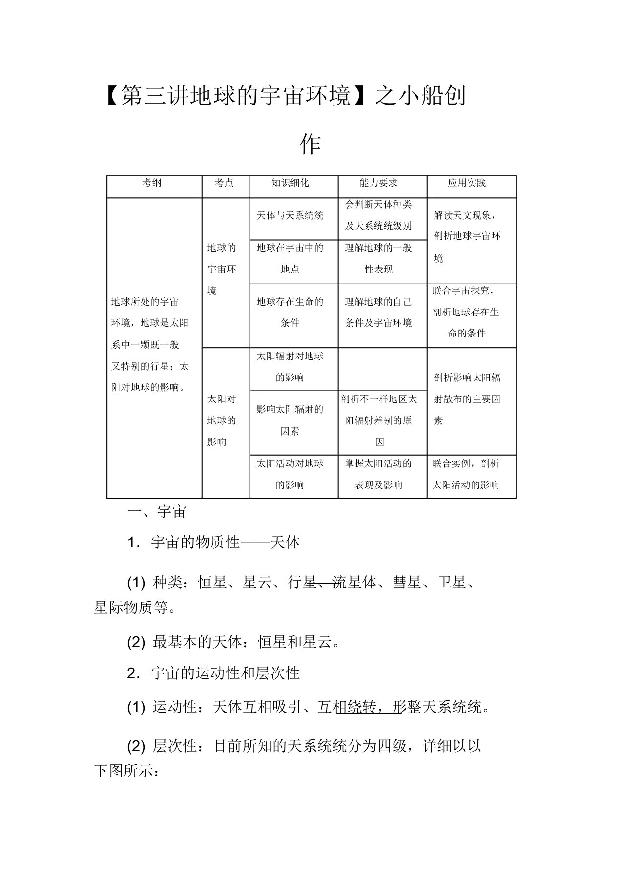 高考地理大一轮复习第1部分第1单元从宇宙看地球(含地球和地图)第3讲地球的宇宙环境教学案