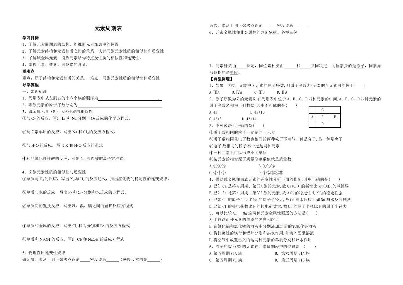 元素周期表导学案