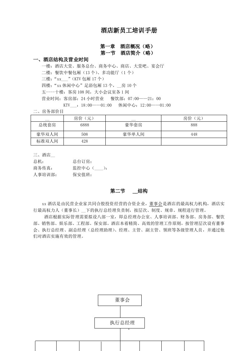 公寓酒店新员工培训手册