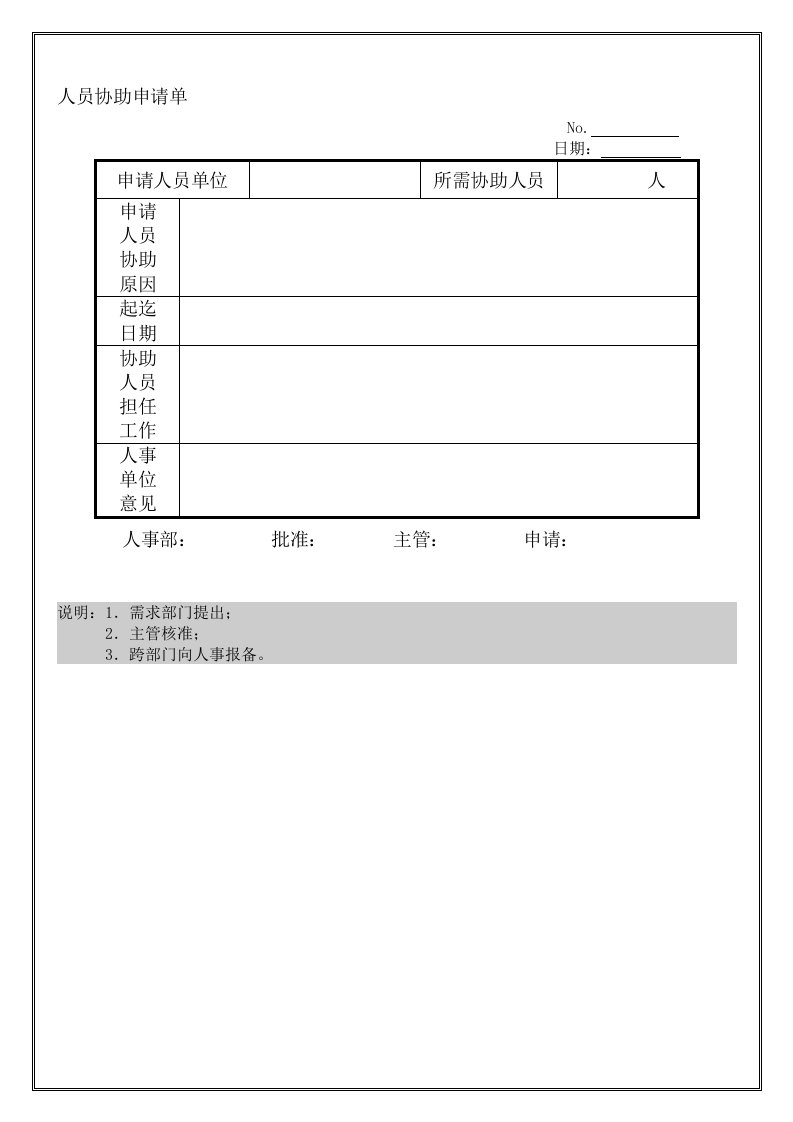 人员协助申请单