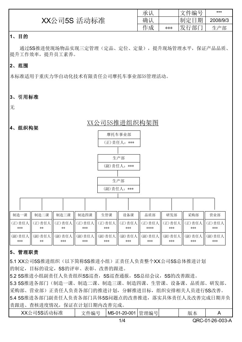 推荐-电子电器行业5S推行实际运作制度及相应表格