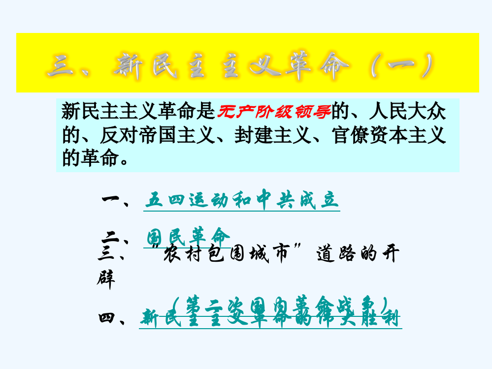 【原创资料】高一历史课件：3.3新民主主义革命（人民必修1）