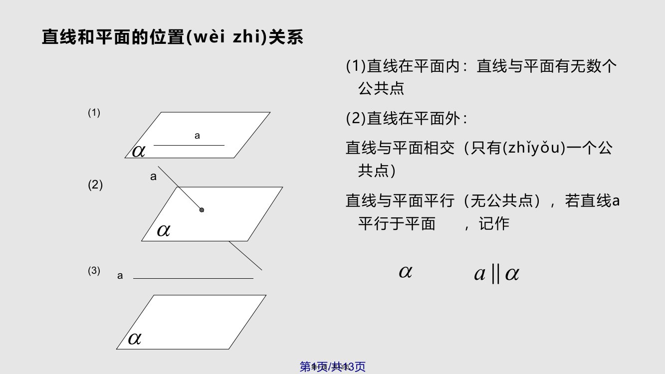 线面平行判定定理PPT课件