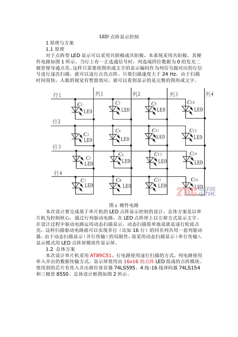 LED显示屏的的工作原理及驱动电路